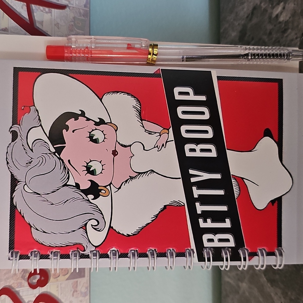 NWT Betty Boop Spiral Notebook & Pen Set - Classic Red/White Design